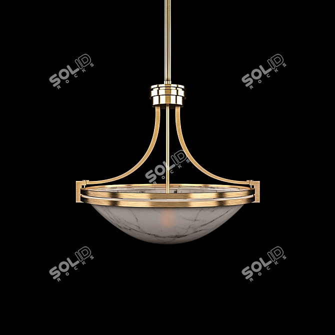 Deco-Inspired Brass Pendant Light 3D model image 1