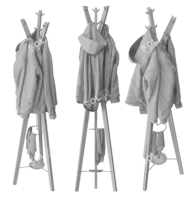 Minimalist Coat Rack Stand 3D model image 3