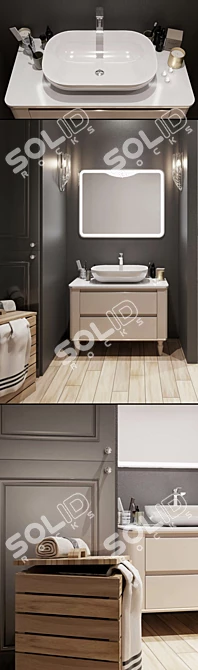 BelBagno Radice 100 Tortora Opaco Bathroom Set 3D model image 2