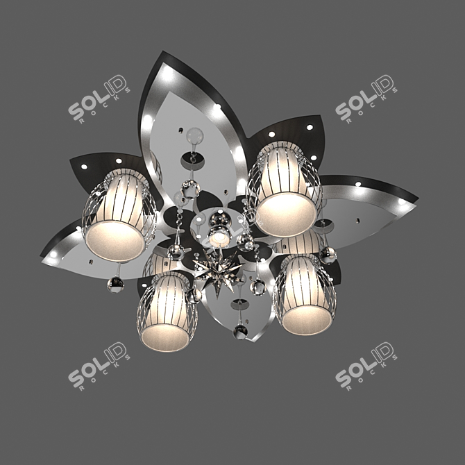 Modern Black Chrome Chandelier 3D model image 1