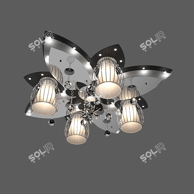 Modern Black Chrome Chandelier 3D model image 2