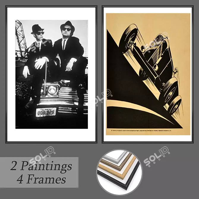 Wall Art Set: No. 627 - 2 Paintings, 4 Frame Options 3D model image 1