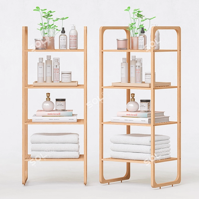 Bamboo Bathroom Shelving for Modern Organization 3D model image 1