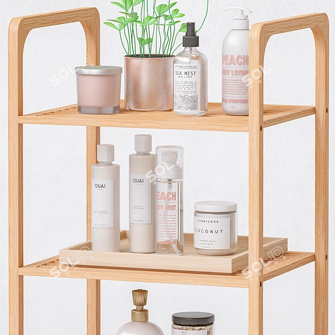 Bamboo Bathroom Shelving for Modern Organization 3D model image 2