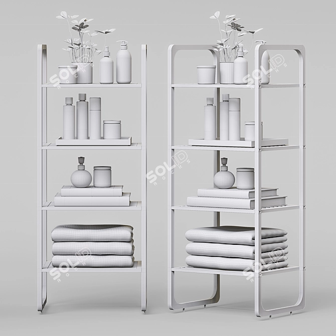 Bamboo Bathroom Shelving for Modern Organization 3D model image 3