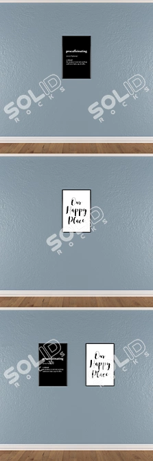 Artistic Wall Set: 2 Paintings & 4 Frame Options 3D model image 3