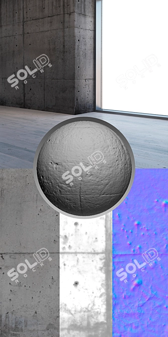 Seamless Concrete Texture Set 3D model image 3