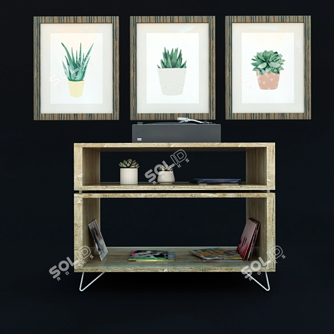 Cactus-themed Decor Set 3D model image 1