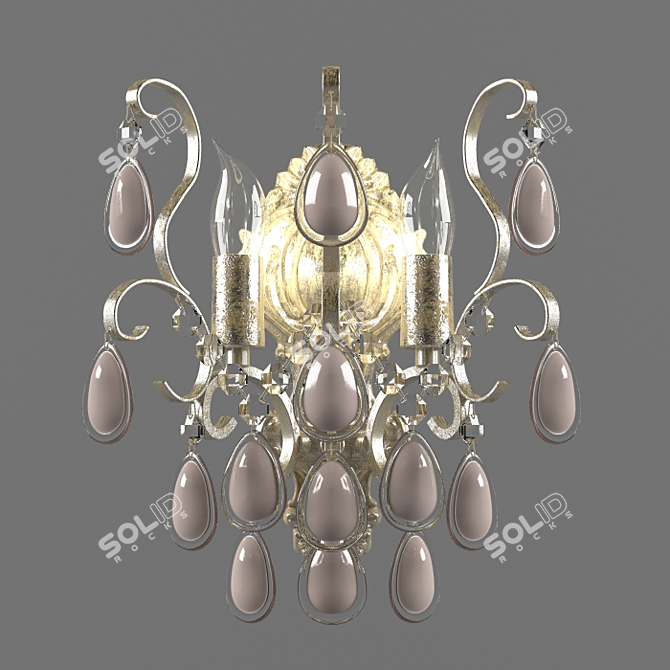 Sevilla AP2 Gold Sconce - 28cm Height, 21cm Depth, 26cm Length 3D model image 1