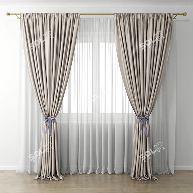 Elegant Window Covering: Curtain 49 3D model image 1