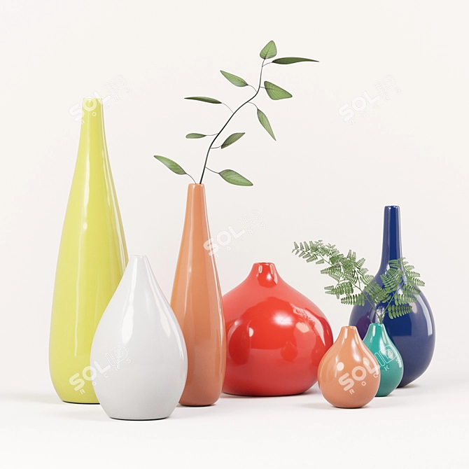 Elegant Collection of Seven Vases 3D model image 1