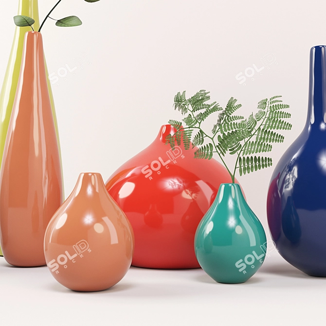 Elegant Collection of Seven Vases 3D model image 2