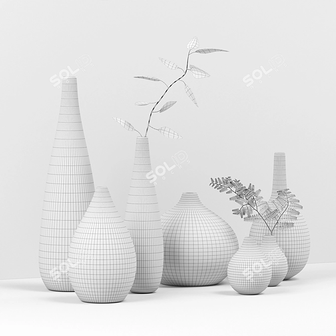 Elegant Collection of Seven Vases 3D model image 3
