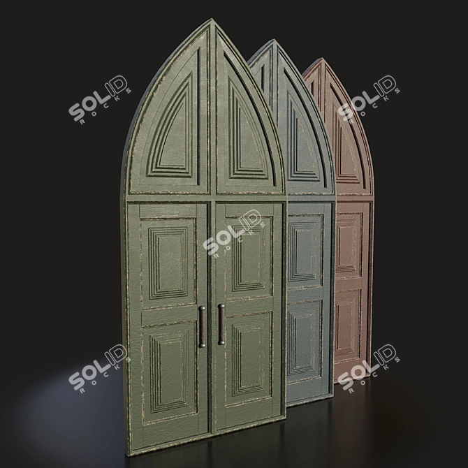 Classic Wooden Front Door 3D model image 1