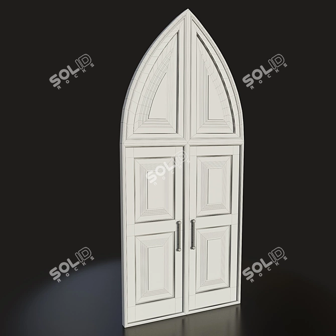Classic Wooden Front Door 3D model image 2