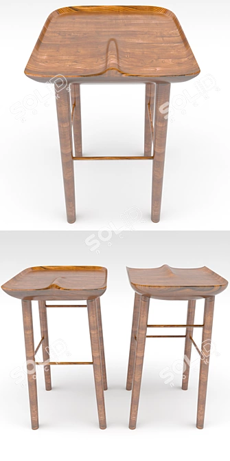 Sleek Bar Chair- Ideal Dimensions 3D model image 2
