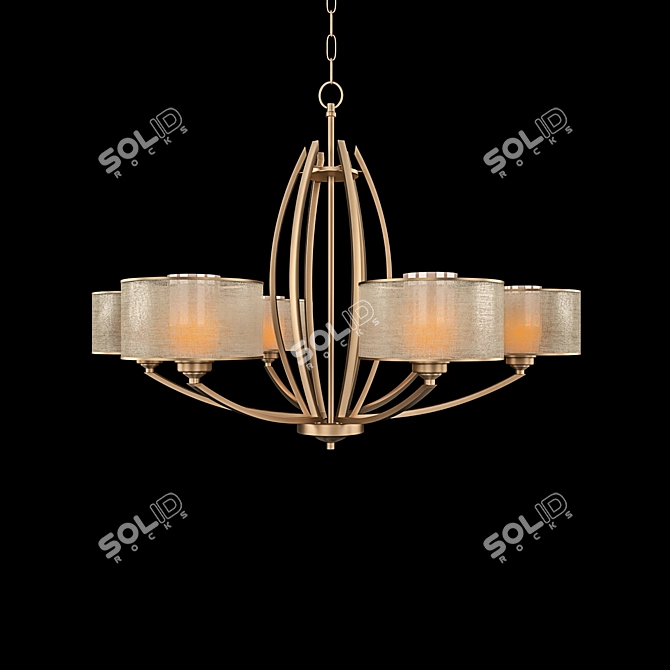 Elegant French Gold Chandelier: Alecia 3D model image 1