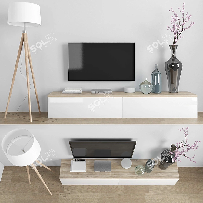 Stylish TV Stand Set 3D model image 1