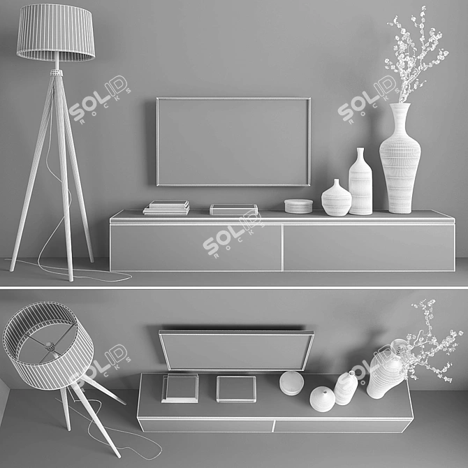 Stylish TV Stand Set 3D model image 3