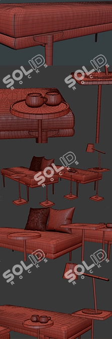 Andrea Rosewood Bench | Kaela Accent Tables 3D model image 3