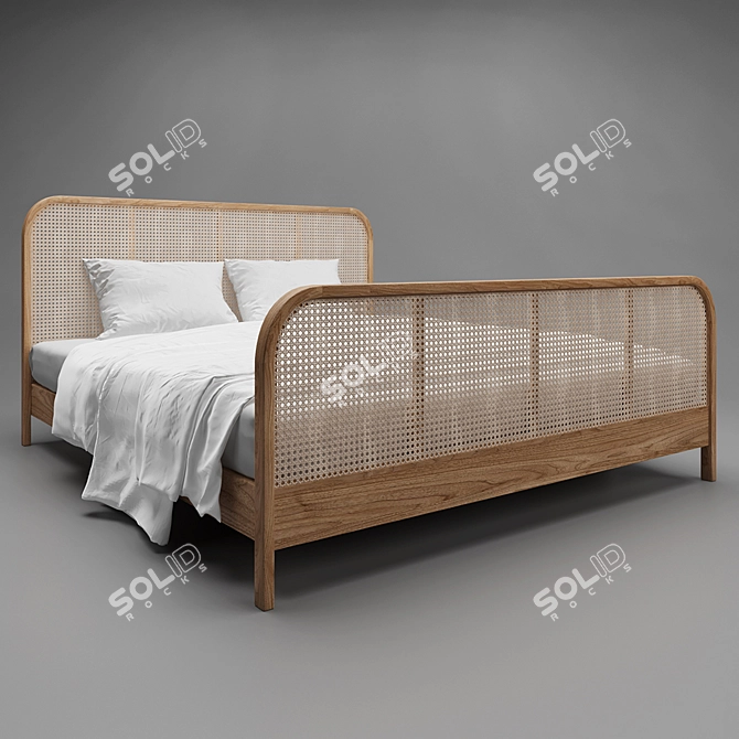 Rustic Rattan Bed 3D model image 2