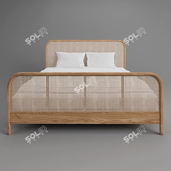Rustic Rattan Bed 3D model image 3