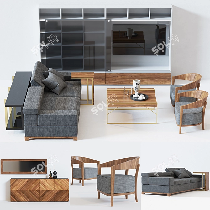 Modern Turkish Living Room Furniture Set 3D model image 1