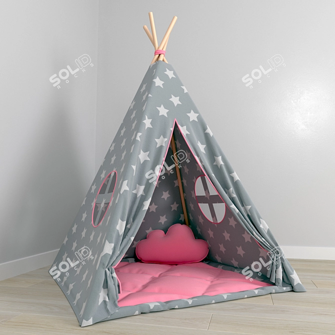 MamaPotrafi Kids Teepee Tent Set 3D model image 2