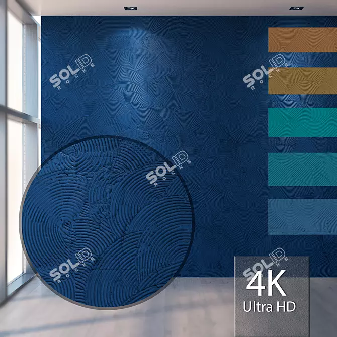 Seamless Decorative Plaster: 4K Texture with 5 Additional Colors 3D model image 1