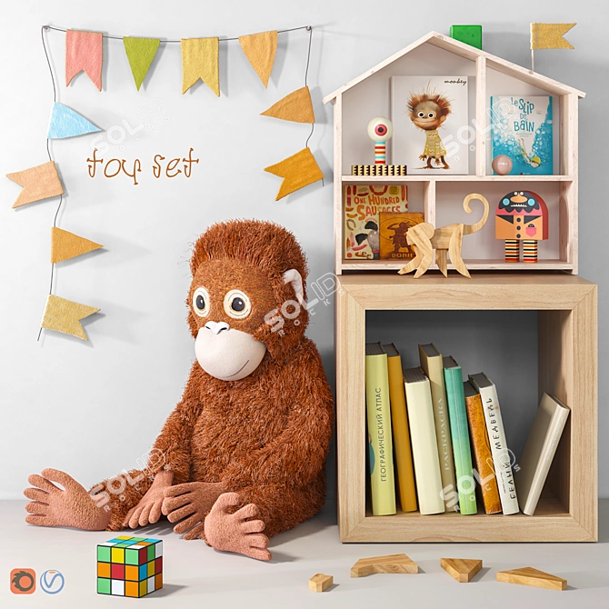 Kids' Room Furniture and Toy Set 3D model image 1