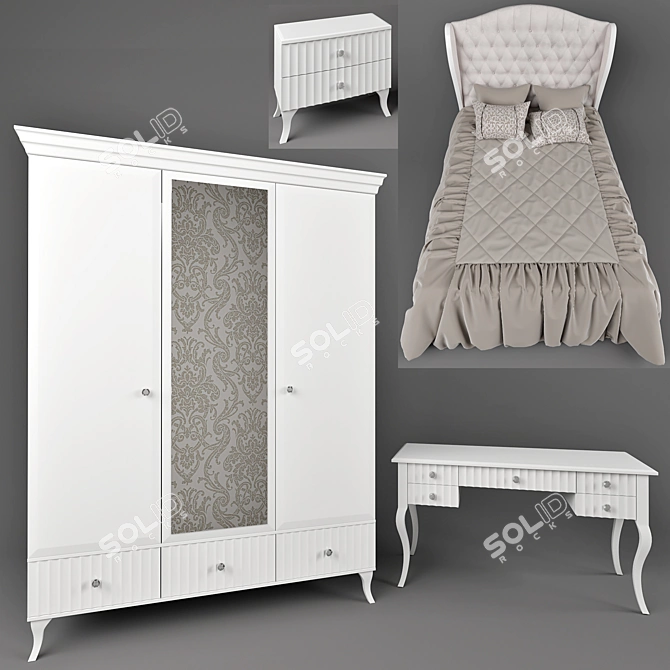 Elegant Buongiorno Bedroom Set 3D model image 2