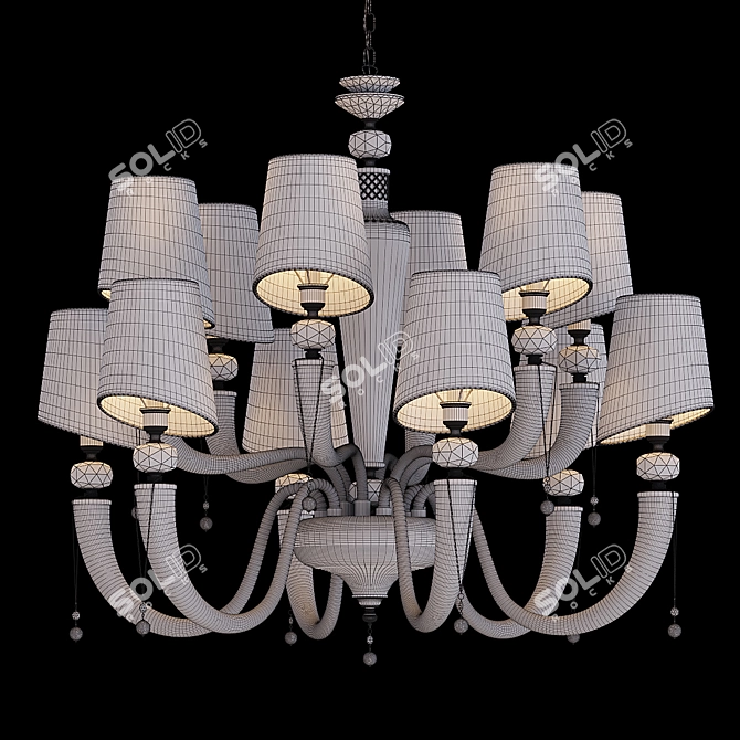 Regal Blue and Gold Chandelier 3D model image 3