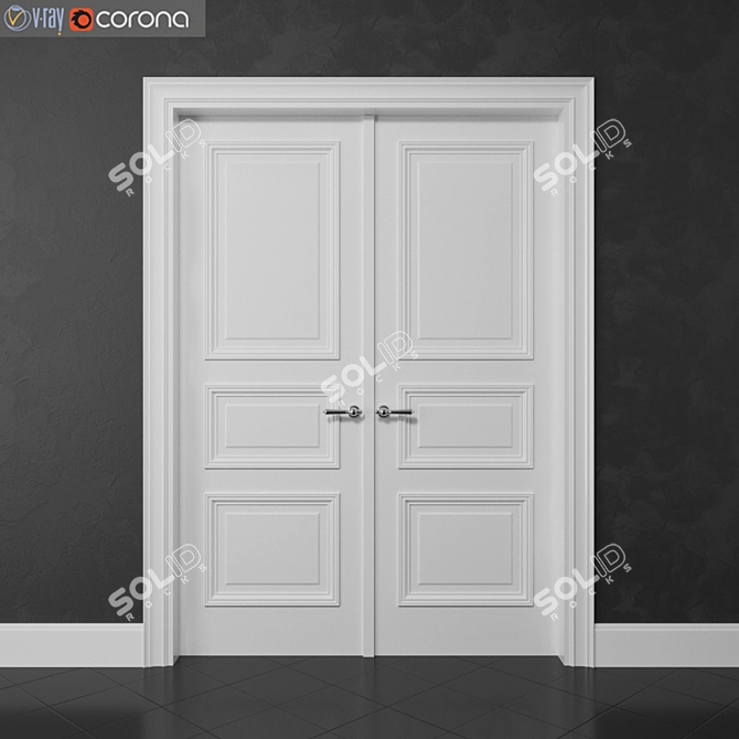 Elegant Interroom Double Door 3D model image 1