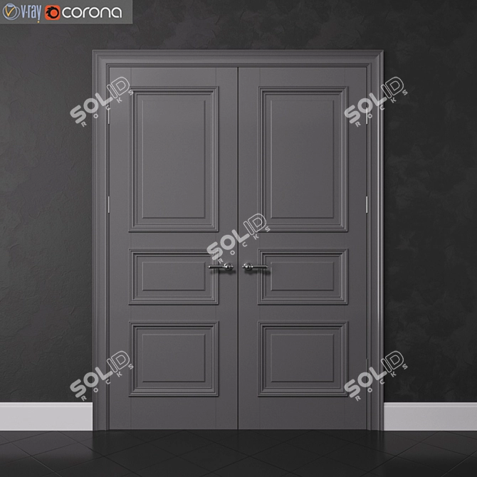 Elegant Interroom Double Door 3D model image 2