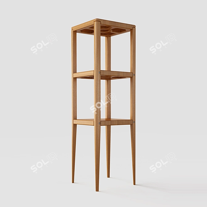 Module M1340-3: Stylish Oak Shelf 3D model image 1