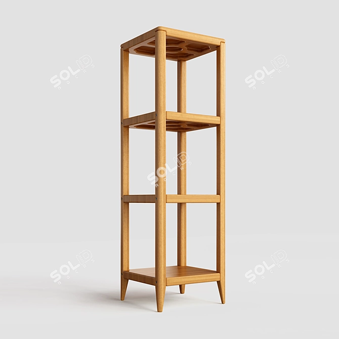 Module M1340-4 Oak Shelf 3D model image 1