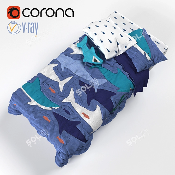 Shark-Tastic Baby Bedding Set 3D model image 1