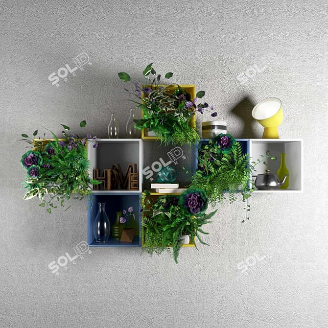 Multi-Purpose Wall Organizer with Plants 3D model image 1