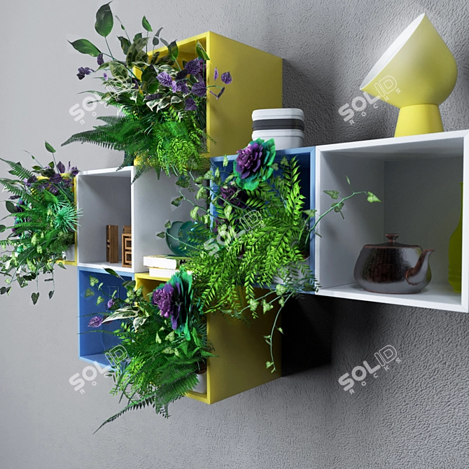 Multi-Purpose Wall Organizer with Plants 3D model image 2