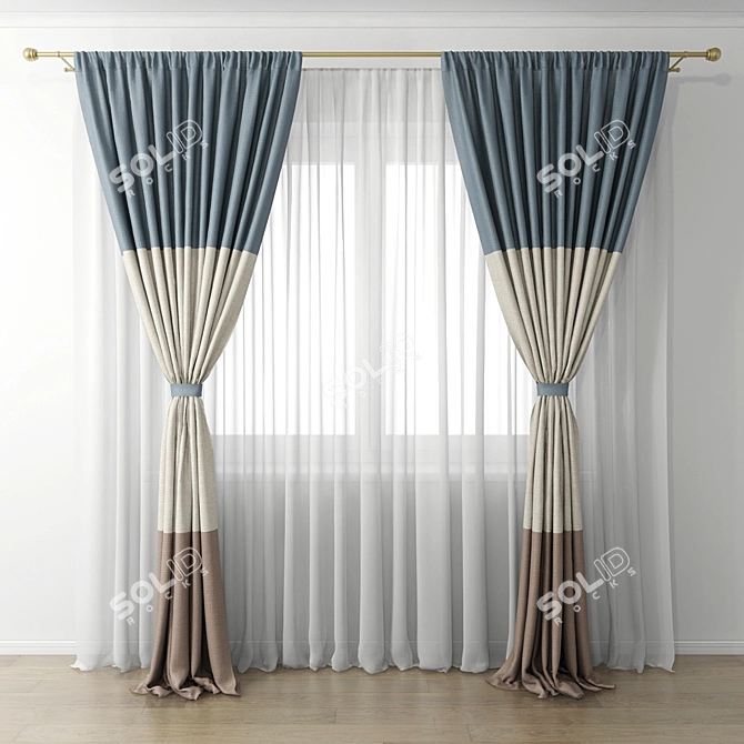 Elegant Window Drapes 3D model image 1