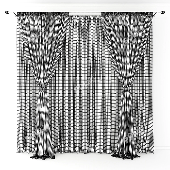 Elegant Window Drapes 3D model image 2