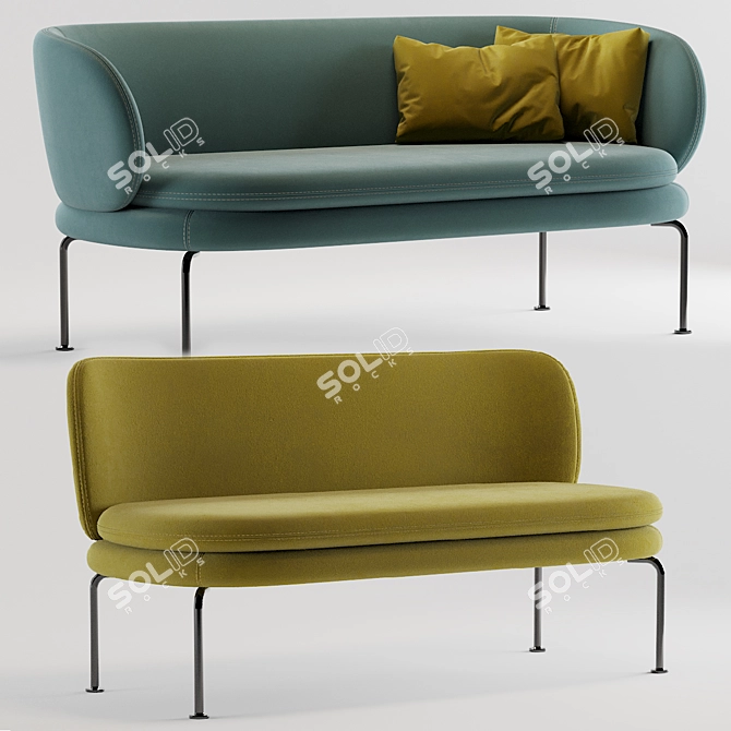 Elegant Soave Sofa 3D model image 1