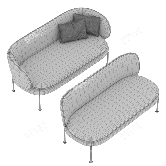 Elegant Soave Sofa 3D model image 3