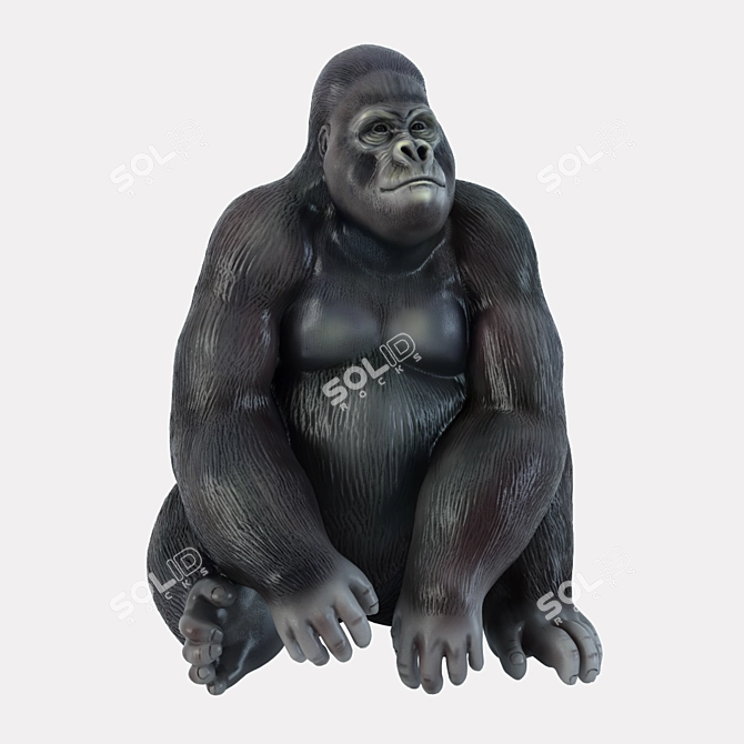 Gorilla Sculpture: Majestic Pose 3D model image 1