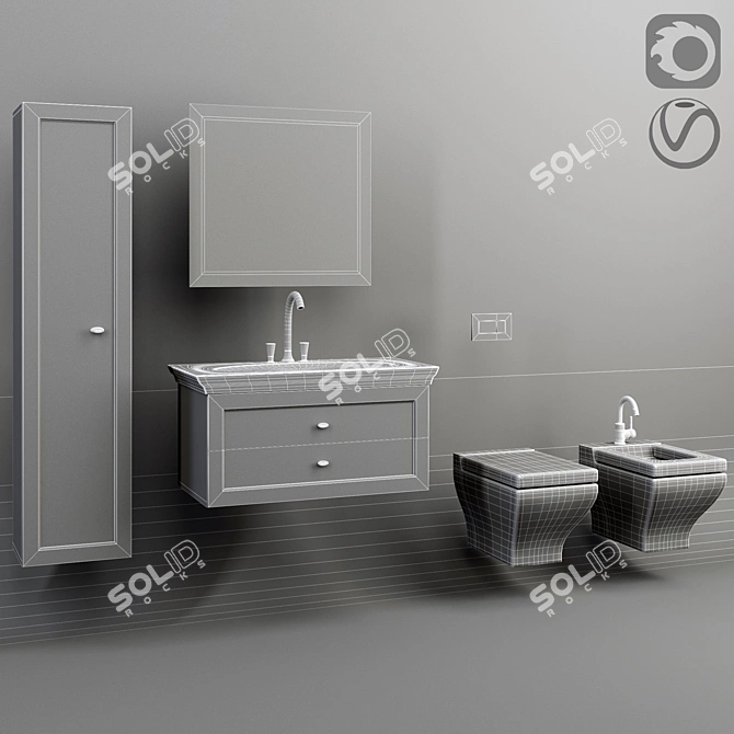 Stylish LA BELLE Set: Bidet, Toilet, Cabinet - Villeroy and Boch 3D model image 3