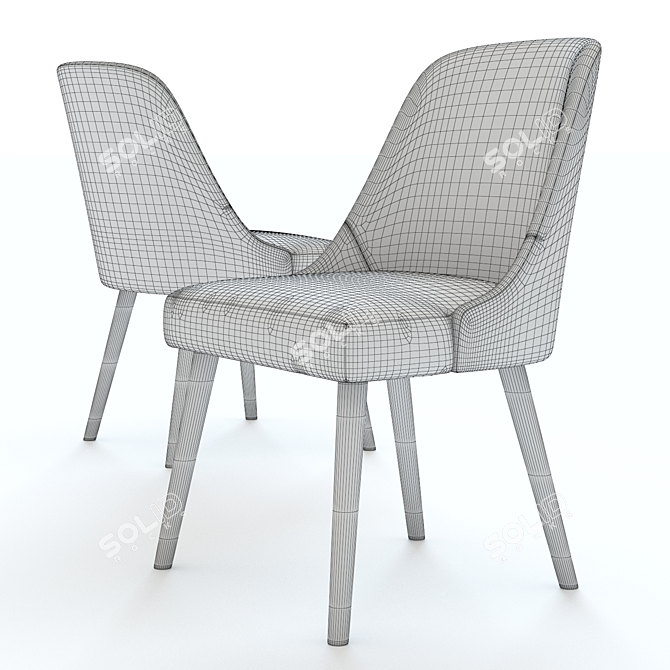 West Elm Mid-Century Walnut Dining Chair 3D model image 2