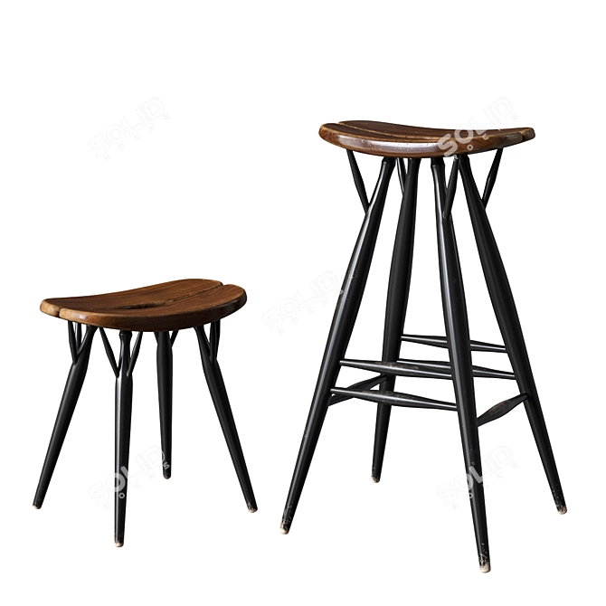 Artek Pirkka Stools: Iconic Finnish Design 3D model image 1