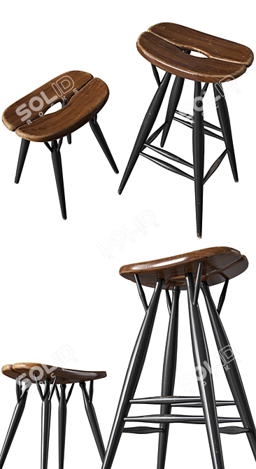 Artek Pirkka Stools: Iconic Finnish Design 3D model image 2