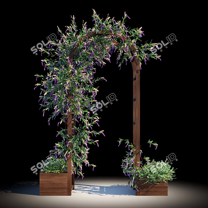 Natural Timber Arbour: Enhance Your Garden 3D model image 1