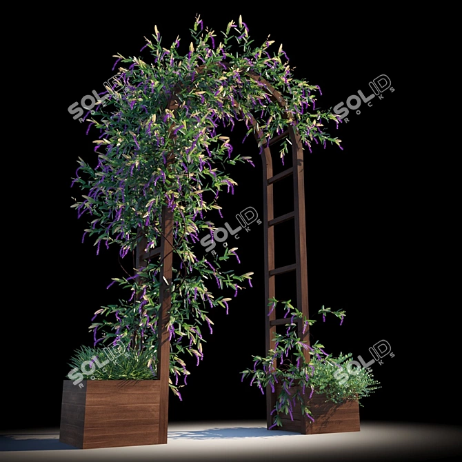 Natural Timber Arbour: Enhance Your Garden 3D model image 3